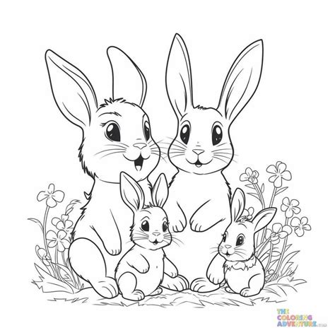 coloring page bunny family  printable coloring pages