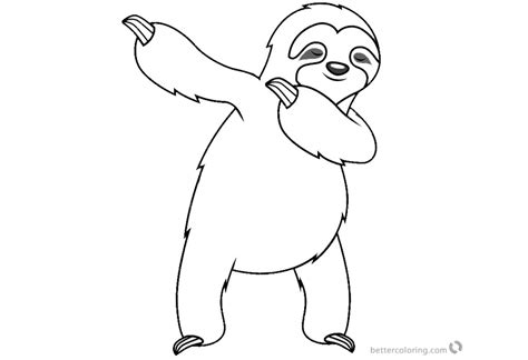 toed sloth coloring pages dancing  printable coloring pages