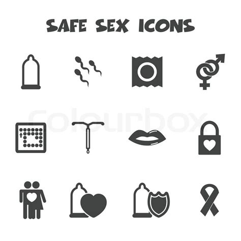Safe Sex Icons Mono Vector Symbols Stock Vector Colourbox