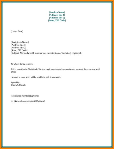 authorization letter sample  claiming samples   format