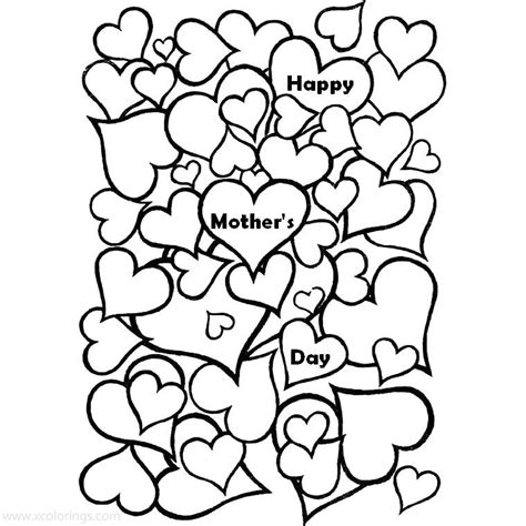 mothers day hearts coloring pages xcoloringscom