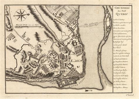 Antique Map Of Quebec City By Bellin 1760 Circa