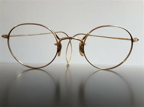 Rare Vintage American Optical Gold Panto Eyeglasses Wire Frame Cable