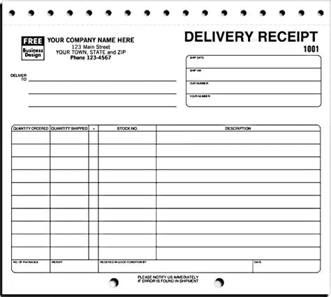 ans business forms delivery receipt form
