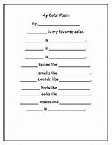 Poem Template Color Poetry Kindergarten Grade Activities Subject sketch template