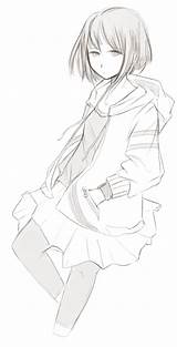 Hoodie Anime Drawing Girl Getdrawings sketch template