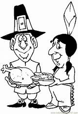 Native American Thanksgiving Pilgrim Cartoon Printable Coloring Pages Pilgrims Holidays Cliparts Library Color sketch template