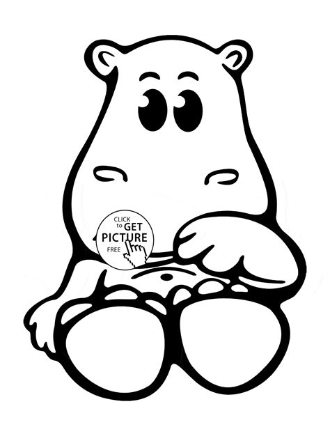 cute baby hippo animal coloring page  kids animal coloring pages