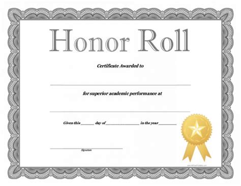 kleurplaten honor roll award certificates templates