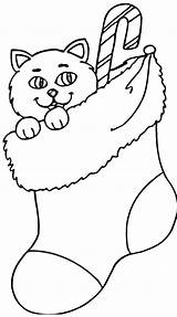 Stocking Coloring Cat Christmas Pages Printable Clipart Color Kitten Stockings Part Online Popular Drawing Paper Coloringhome sketch template