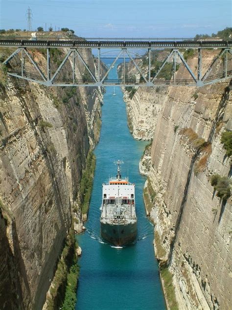 corinth canal  greece  narrow shipping channel   world