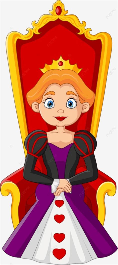 cartoon queen sitting on the throne people costume beautiful png and