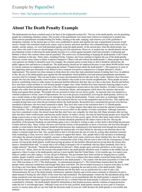 death penalty  essay  papersowlcom