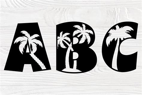 palm trees svg fonts beach monogram svg alphabet clipart  cut files design bundles