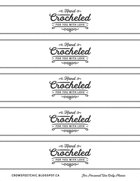 crochet gift labels  printable crows feet chic