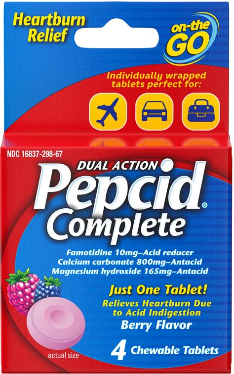 pepcid complete dual action acid reducer antacid chewable tablets
