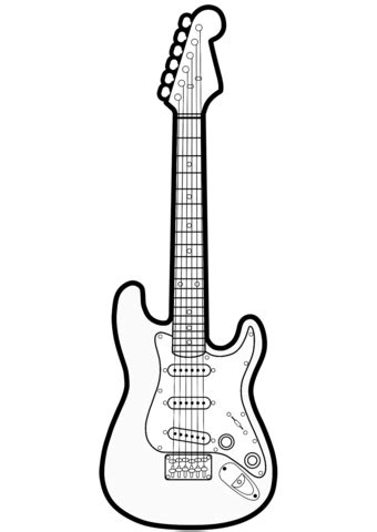 electric guitar coloring page guitar outline guitar drawing