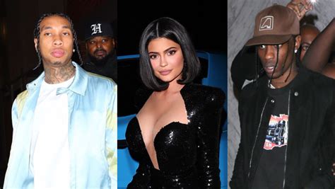 kylie jenner s exes travis scott and tyga attend diddy s 50th birthday hollywood life