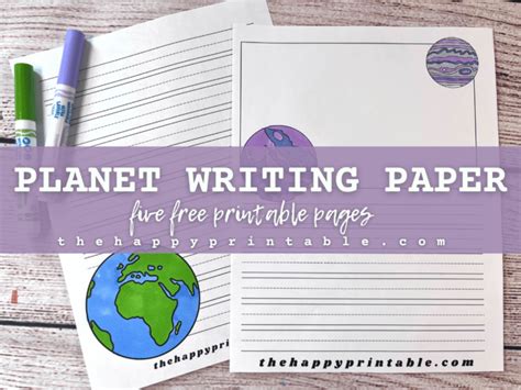 planet themed writing paper  kids  happy printable