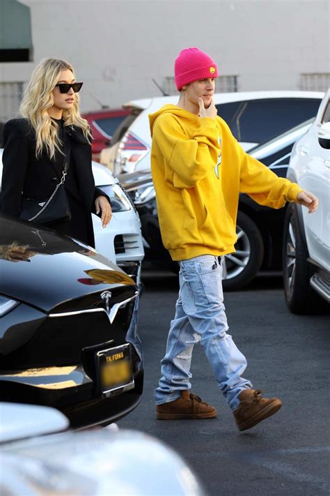 hailey and justin bieber enjoy a late lunch at il pastaio in beverly