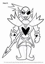 Undertale Undyne Draw Coloring Drawing Undying Pages Step Template Sketch sketch template