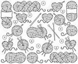Knitting Skeins Filato Garen Uncinetto Filo Raccolta Sveglia Palle Matasse Ballen Draad Vectorinzameling Strengen Hooks Tatuaggi Tatuaggio sketch template