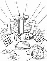 Easter Coloring Kids Pages He Risen Christian Sunday Printable Resurrection Church School Religious Print Has Cross Adron Mr Jesus Bible sketch template
