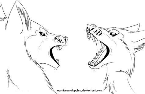 wolf fight lineart  warriorsandapples  deviantart