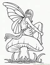 Fairy Coloring Pages Printable Fairies Boy Tattoo Outline Mushroom Adult Color Woodland Adults Colouring Sitting Clip Kids Books Sheets Huge sketch template