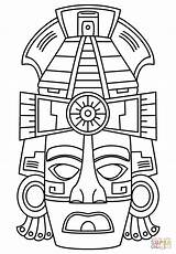 Mayan Coloring Mask Kids Maya Drawing Pages Face Masks Mascaras Aztecas Pyramid Mayans Printable Dibujos Aztec Crafts Arte Template Ruins sketch template
