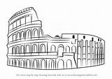 Colosseum Draw Step Sketch Drawing Simple Architecture Wonders Sketches Easy Drawings Learn Template Drawingtutorials101 3d Make Kids Coloring Tutorial Pages sketch template