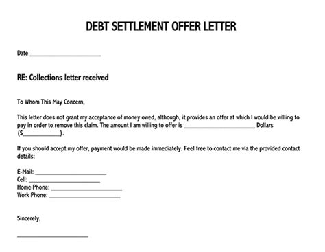 writing  debt settlement offer letter  templates