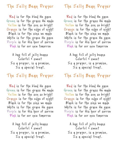 jelly bean prayer printable printable templates