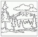 Coloring Mountain Pages Printable Mountains Scenery Children Smoky Adult Forest Color Kids Landscape Book Print Colouring Sheets Scene Drawing Tree sketch template