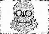 Coloring Pages Dia Muertos Los Skull Dead Printable Skeleton Pirate Skulls Adults Head Getcolorings Color Getdrawings Clipart Print Colorings Bones sketch template