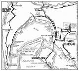 San Diego Coloring Pages Map California City Getcolorings Maps Americanroads sketch template