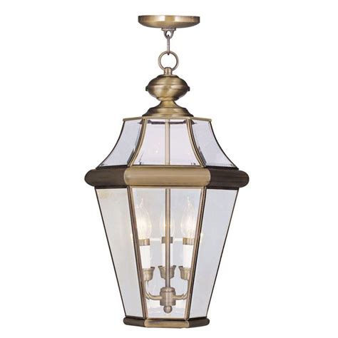 livex lighting providence  light antique brass outdoor hanging pendant    home depot