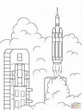 Coloring Pages Rocket Space Delta Heavy Orion Launches Into Drawing sketch template