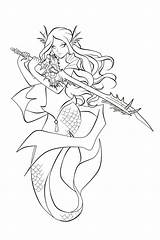Mermaid Warrior Drawing Line Deviantart sketch template