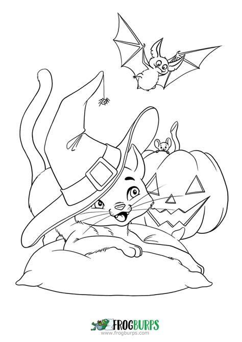 halloween cat coloring page frogburps