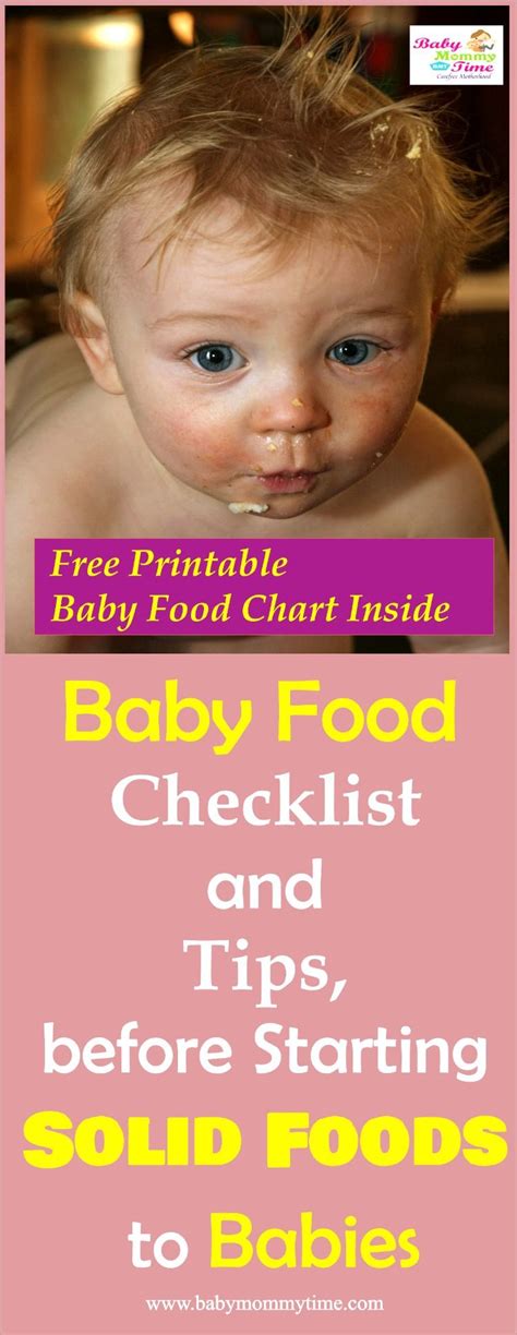 baby food checklist  tips  babies baby food chart baby food