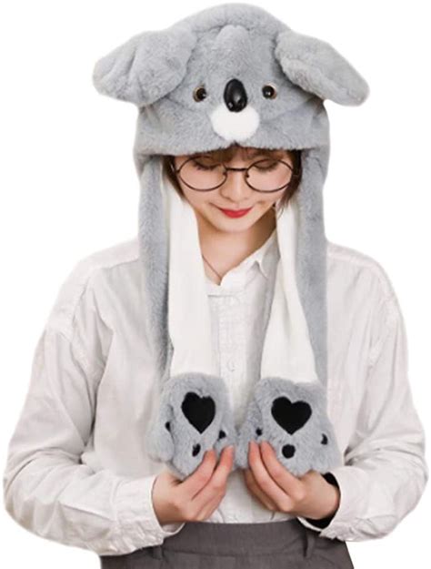 cute plush bunny hat rabbit cap ears popping   pressing  paws