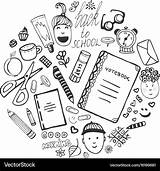 Stationery School Drawn Vector Hand Collection sketch template
