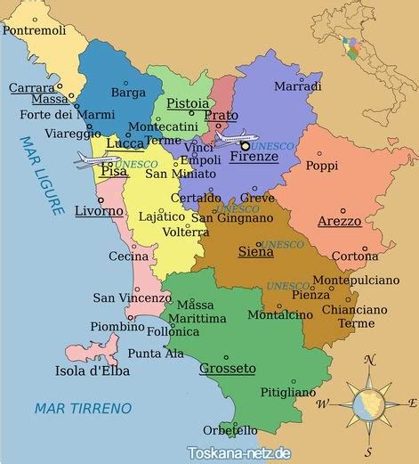 map  tuscany tuscany provinces cities  towns