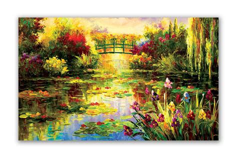 tamatina nature art canvas painting beautiful pond modern