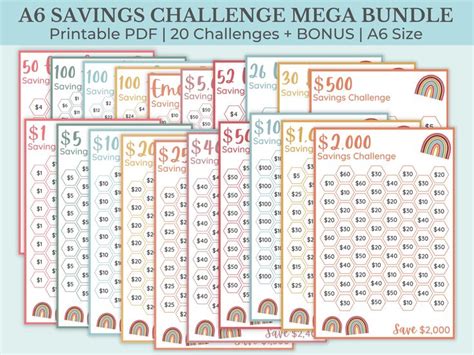 savings challenge printable savings challenge bundle  etsy