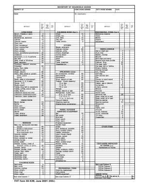 printable home inventory forms  templates fillable samples