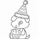 Birthday Puppy Cupcake Coloring Colorful Pages sketch template