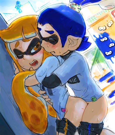 Rule 34 Being Watched Blue Hair Closed Eyes Exhibitionism Inkling