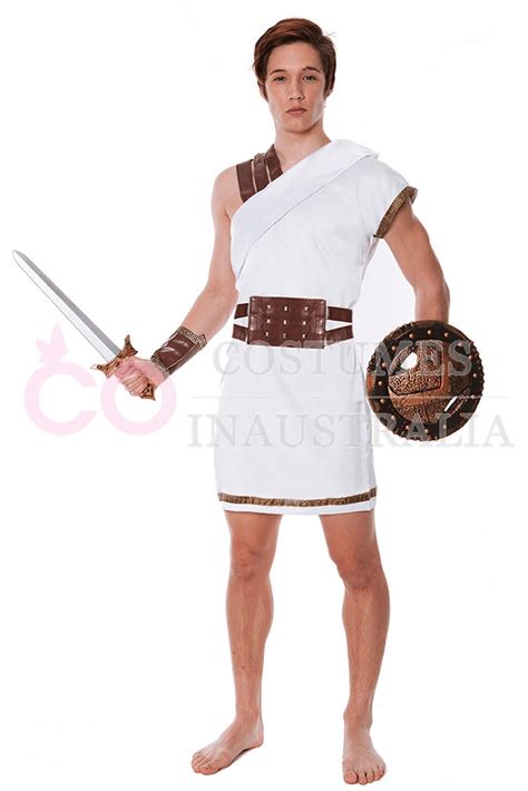 mens roman greek warrior gladiator spartan toga soldier costume fancy dress